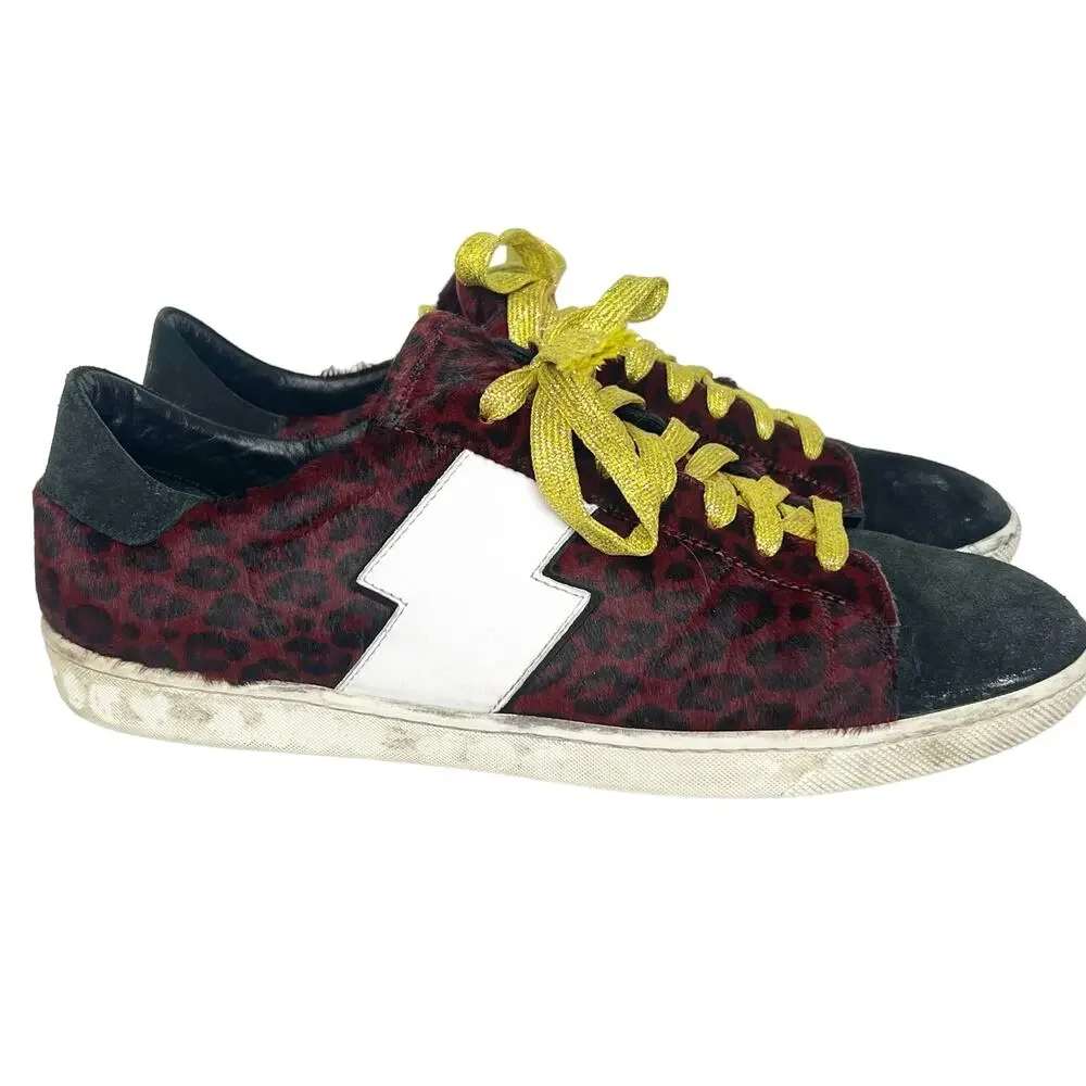 AMIRI Live Forever Leopard Viper Sneakers Red Black White Mens Size EU 44 US 11